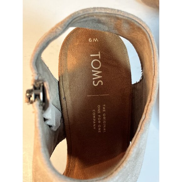 TOMS Suede Majorca Cutout Block Heels Womens Casual Sandals Shoes Taupe Size 6M - Picture 9 of 16